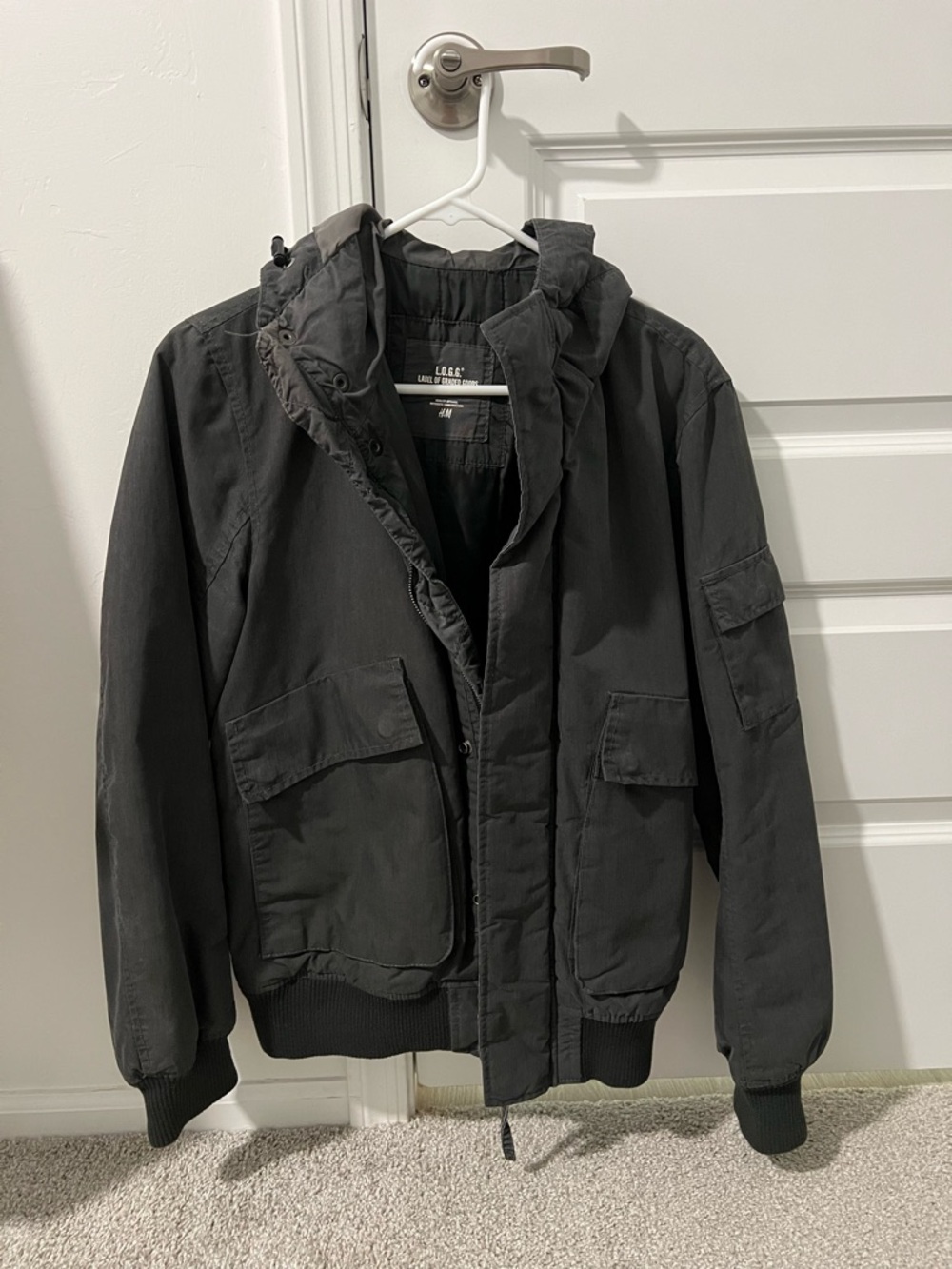 H&M Men’s Black Military Field Hooded Jacket